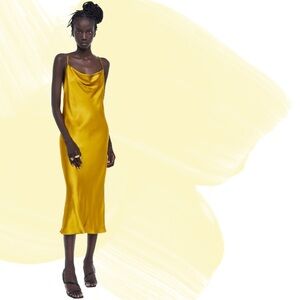 Gold Silk Slip On Dress